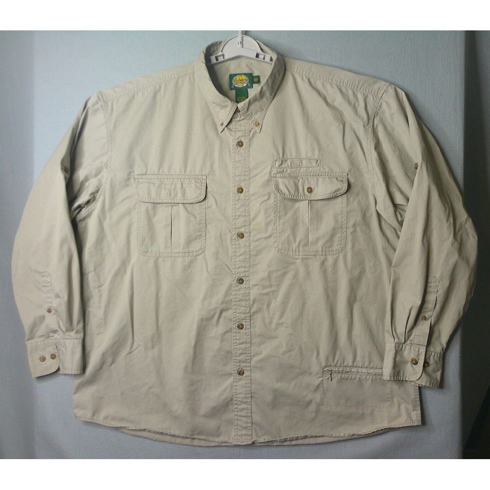 Cabela's Safari Shirt Mens XXL Hunt Fish Utility Multi Pocket LS Work Wear Rugge